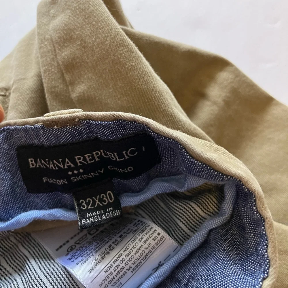 Banana Republic Men’s Pants, Fulton Skinny Chino, Size 32 x 30, Khaki